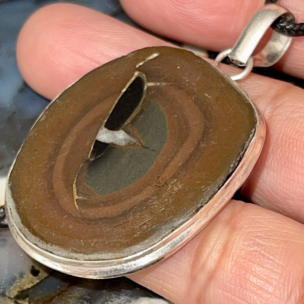 Brown Septarian Nodule Pendant 2 1/4”